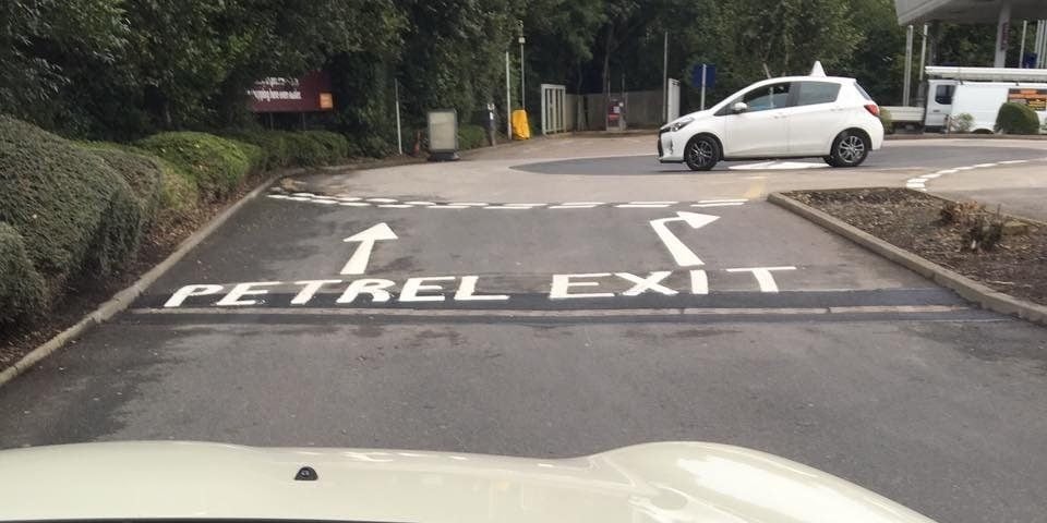 A sign at the Sainsbury's branch in Edenthorpe, Doncaster, where misspelt road markings point drivers towards a small species of sea bird.