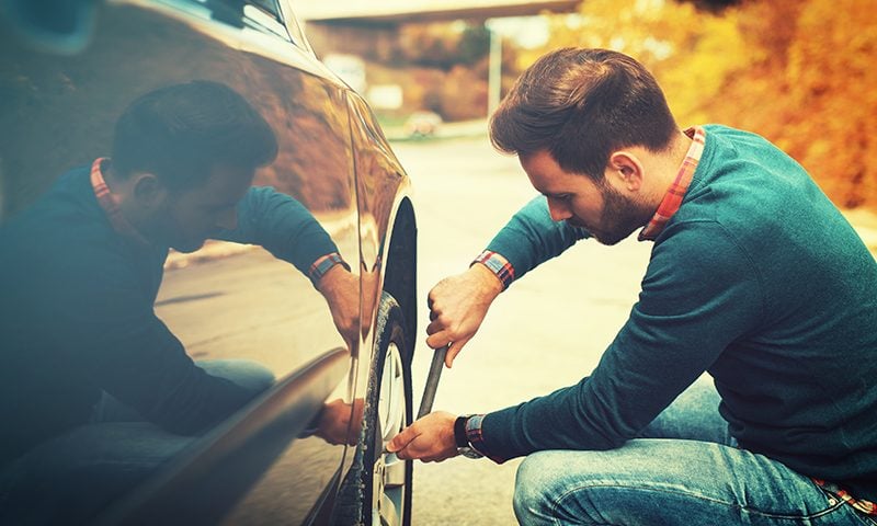 When changing a tyre, safety comes first