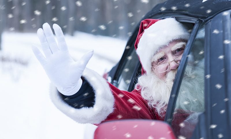 How long would it take Father Christmas to do his Christmas Eve deliveries by car?