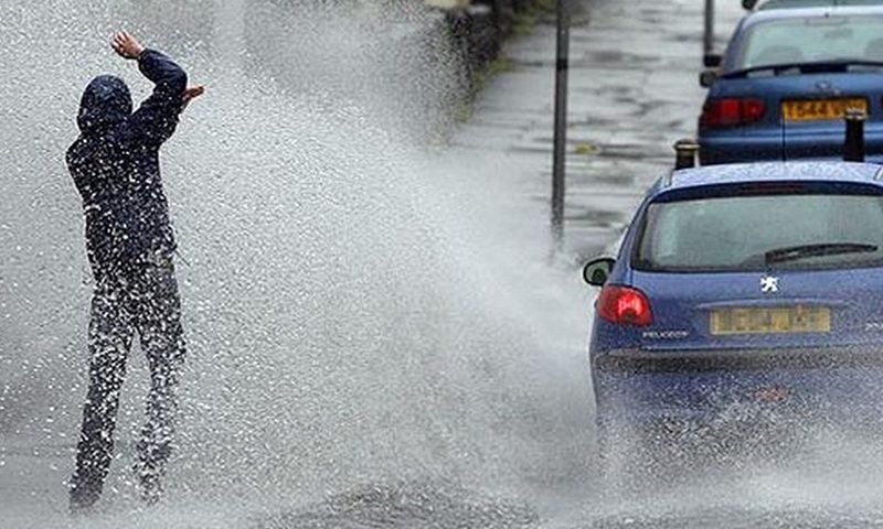 Did you know it's illegal to splash a pedestrian with your car?