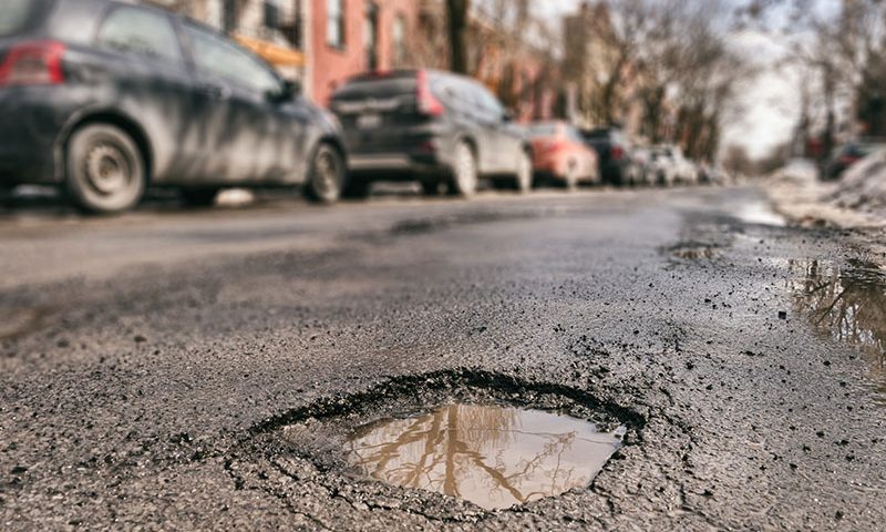 Potholes pose a danger to vehicles