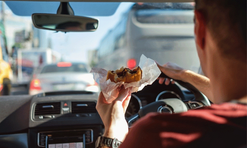 Does eating at the wheel distract you from driving?