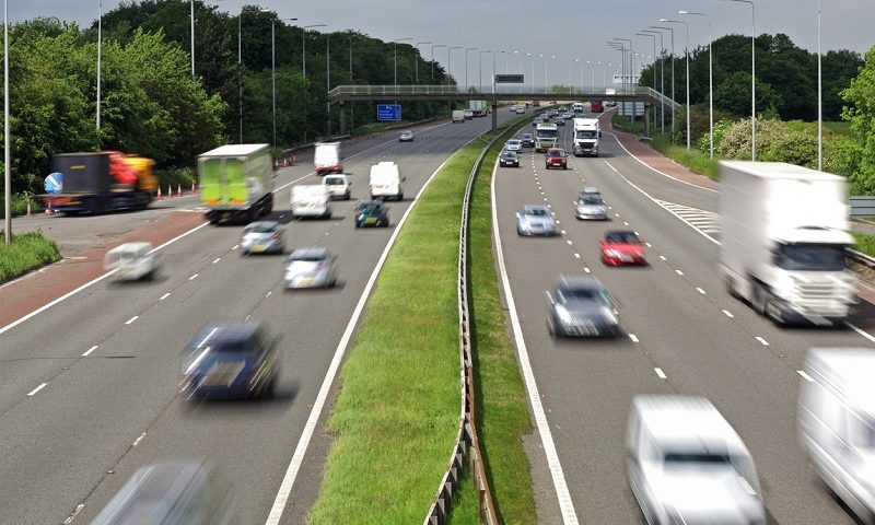 Traffic on the M6 motorway.