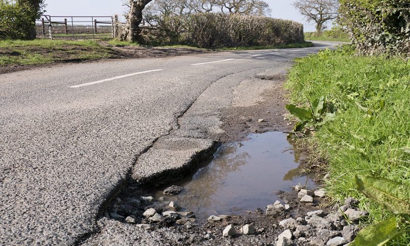 Pothole on road