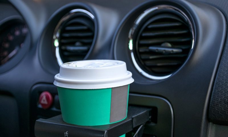 Paper cup in car cup holder