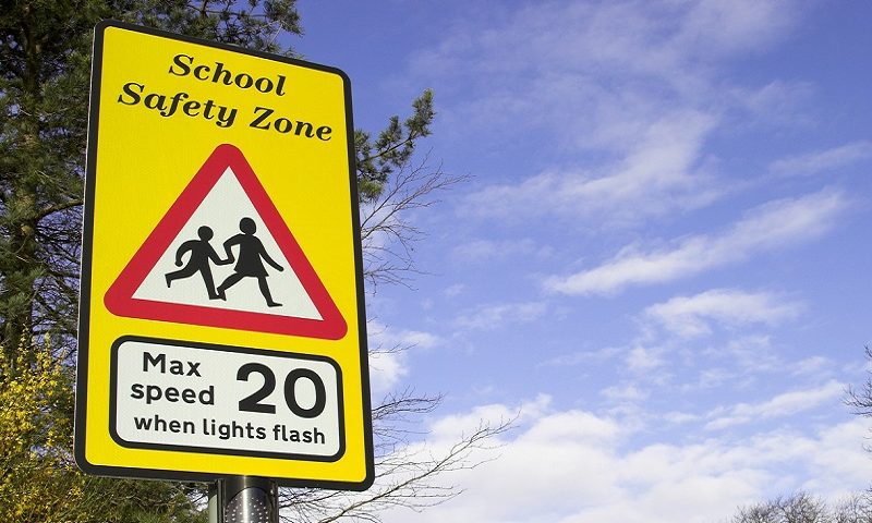 School safety zone road sign