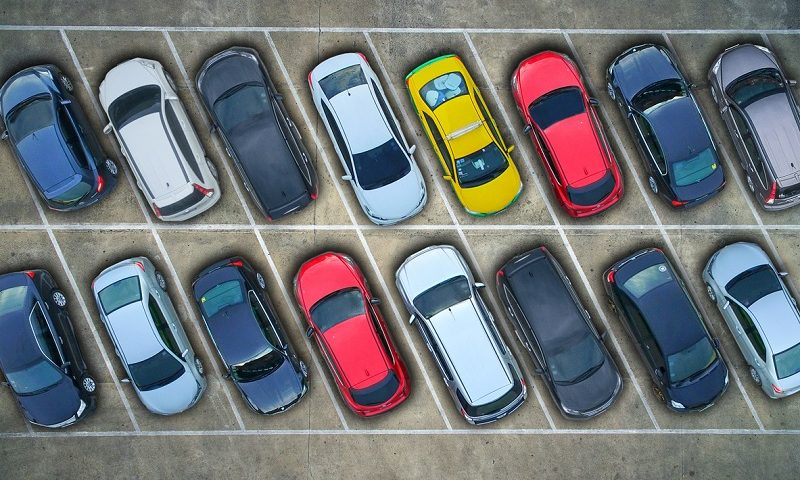 Aerial view cars parked