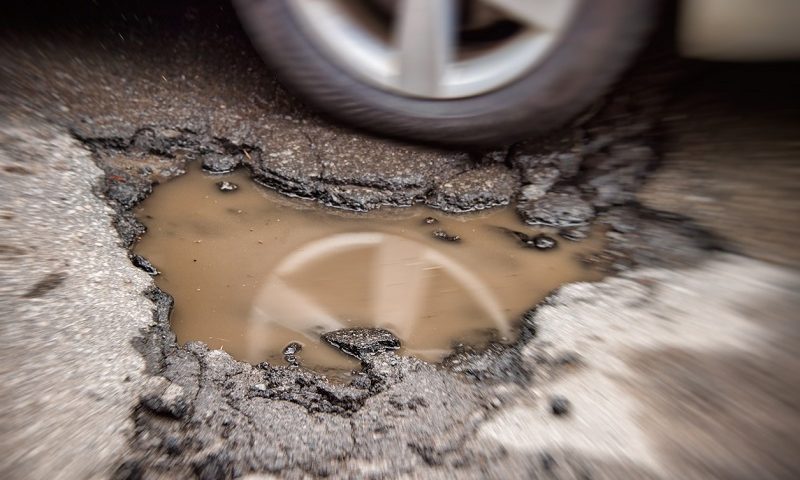 Large pothole in road