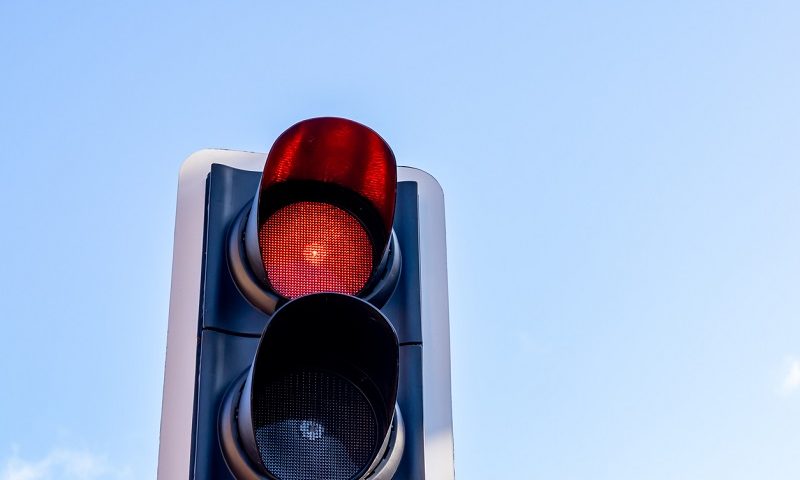 Red traffic light in UK