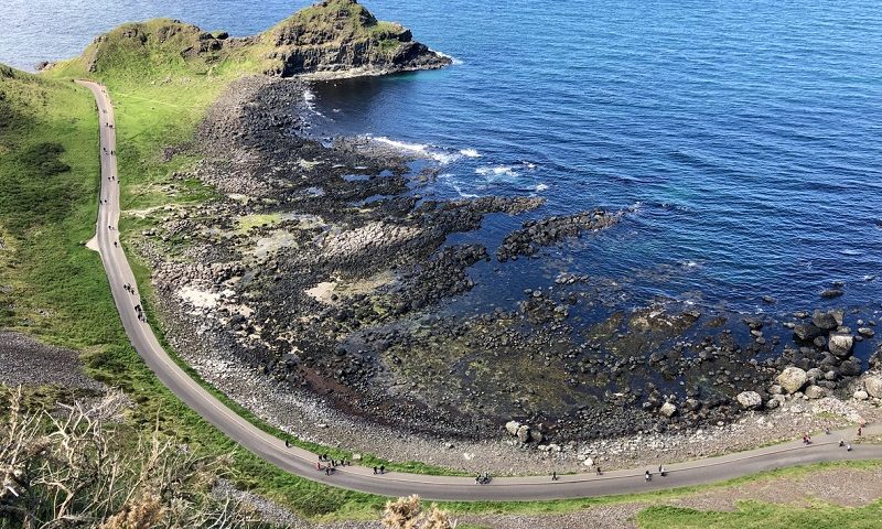 Panoramic views of Giants Causeway on Causeway Coastal route