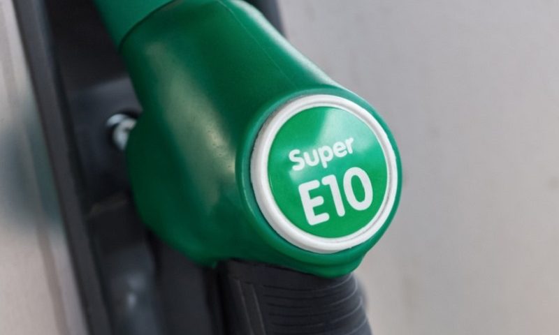 A green super E10 fuel pump