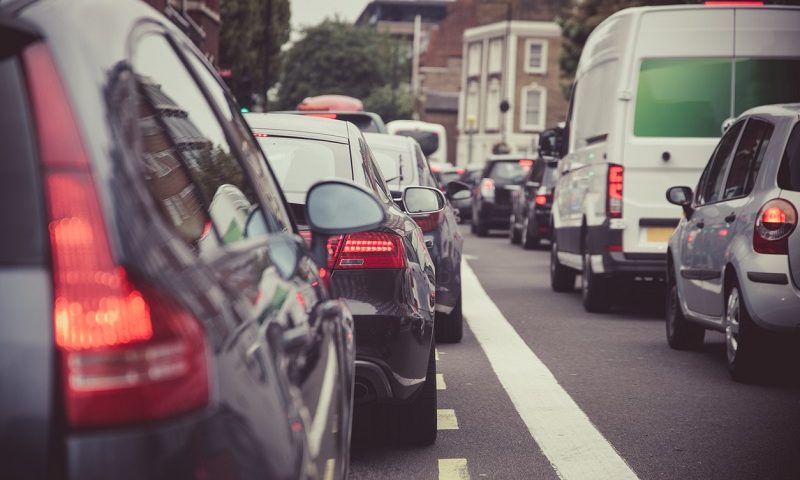 Heavy traffic on a London road