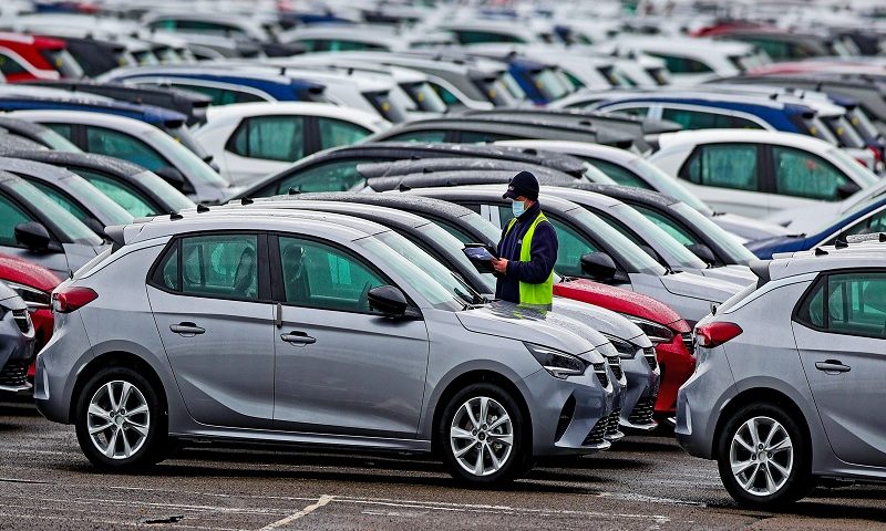 Cars at the Vauxhall plant in Cheshire