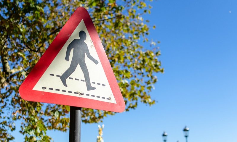 Zebra crossing road sign