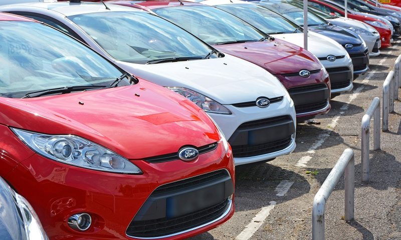 A row of Ford Fiesta cars for sale