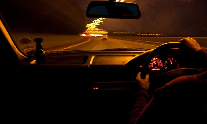 Car driving at night