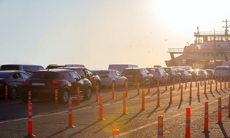 Traffic jam onto ferry