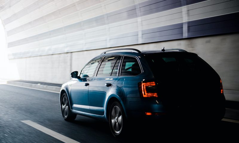 Skoda Octavia driving through tunnel